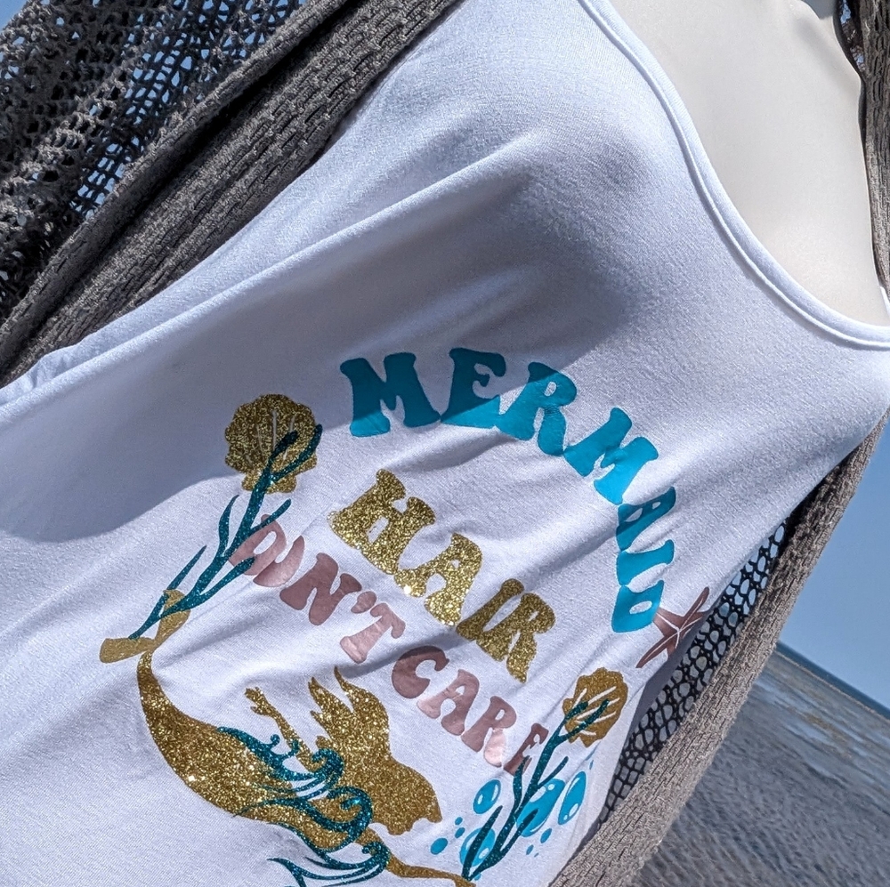 Mermaid Hair Glitter Ocean Drip Tank Top XL NWT